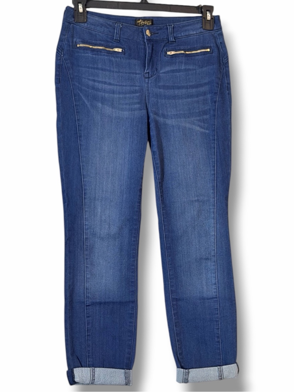 Thalia Sodi Women's Jeans with Zip Detail in the Size 8 in Medium Wash